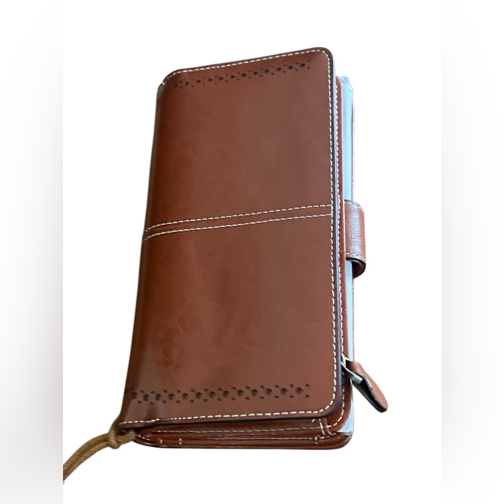 Brown imitation leather wallet RFID material - NWOT